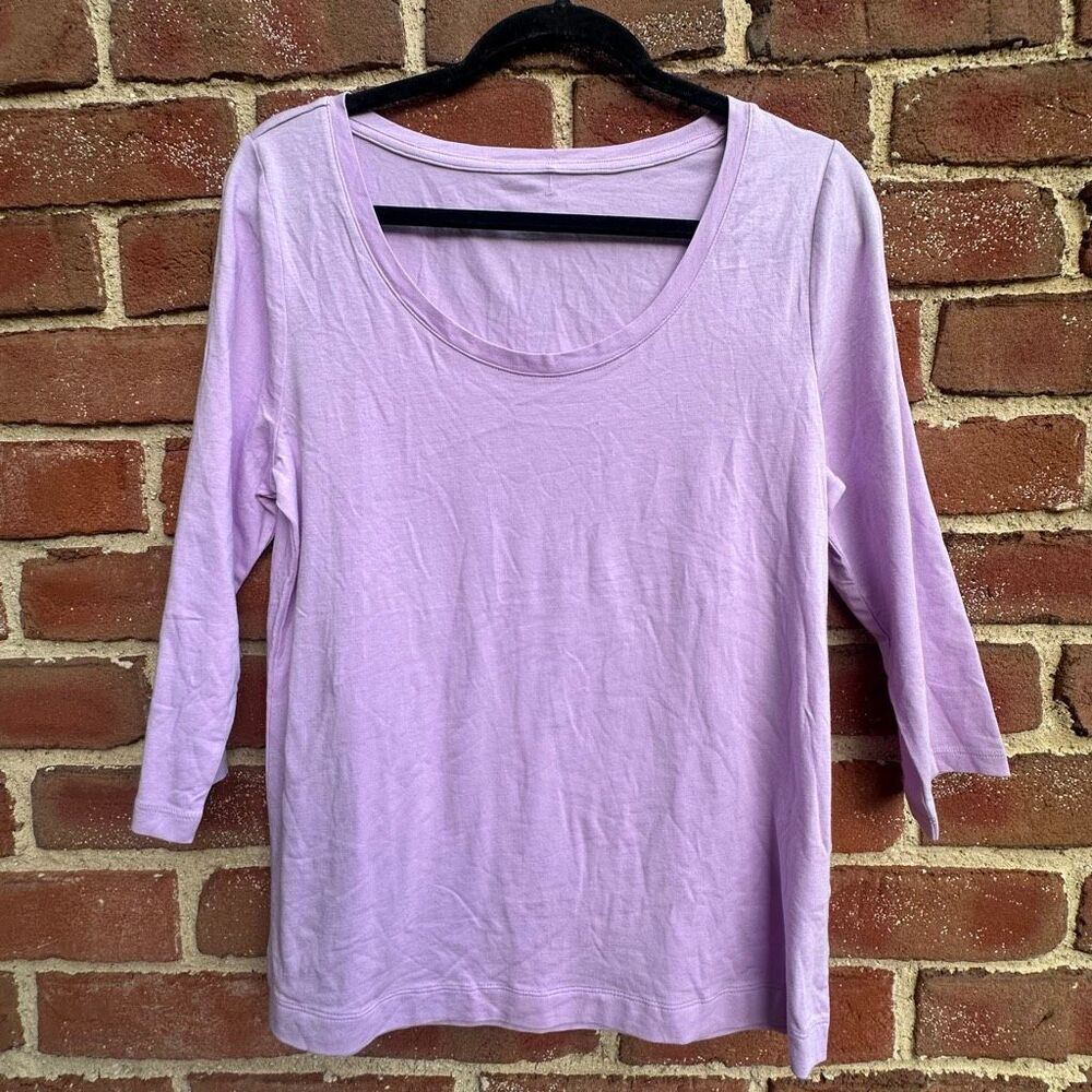 SOFT SURROUNDINGS SoftEssential Pima 3/4 Sleeve Tee lavendar L NEW